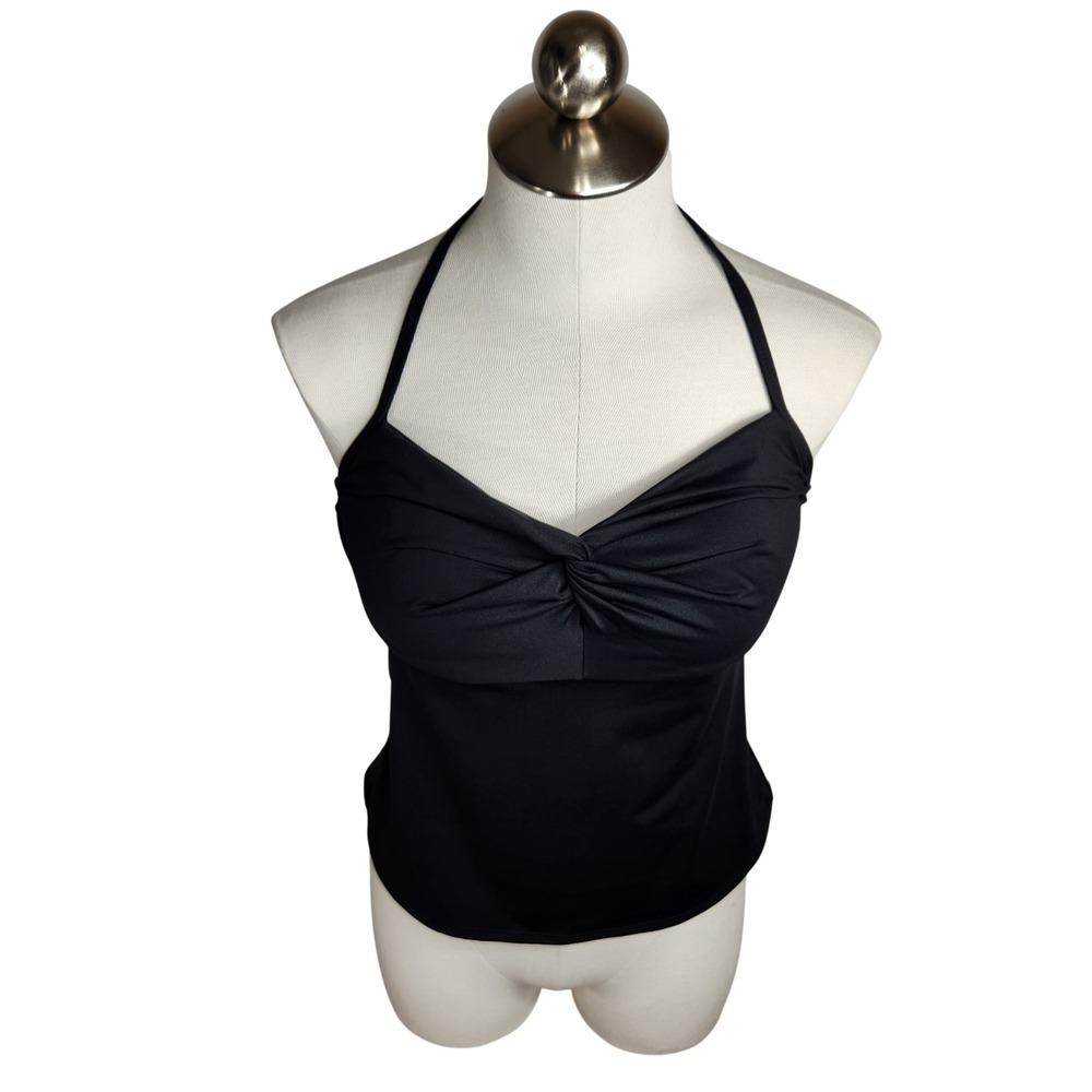 Athleta Hampton Bra Cup Tankini Swim Top Black Size 34B/C Underwire Halter